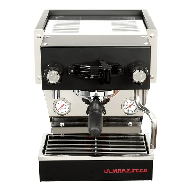 La Marzocco Linea Micra in black, seen from the front